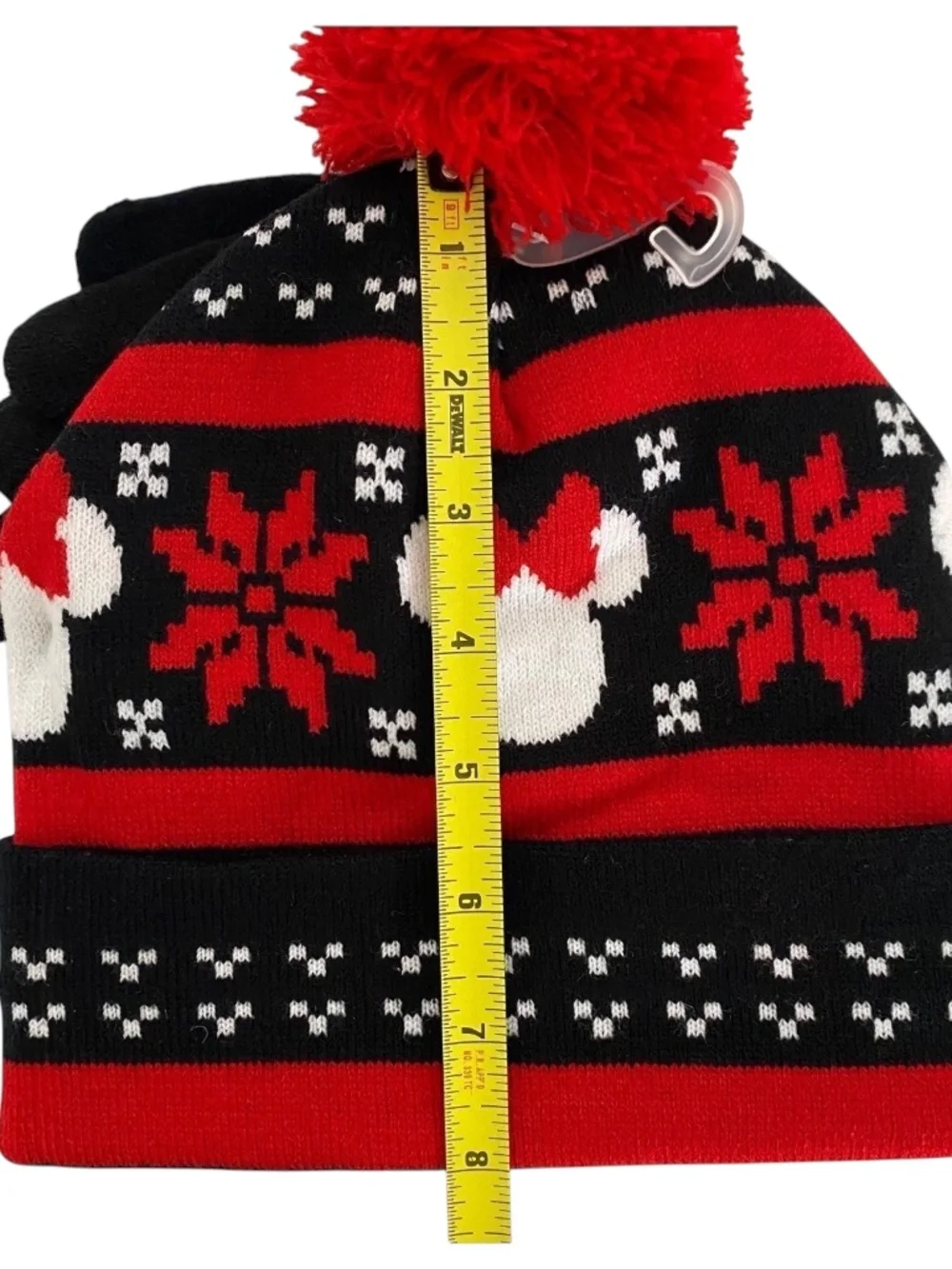 Disney Girls 2-Piece Minnie Mouse Fair Isle Knit Hat Gloves Set Red/Black 4-6X